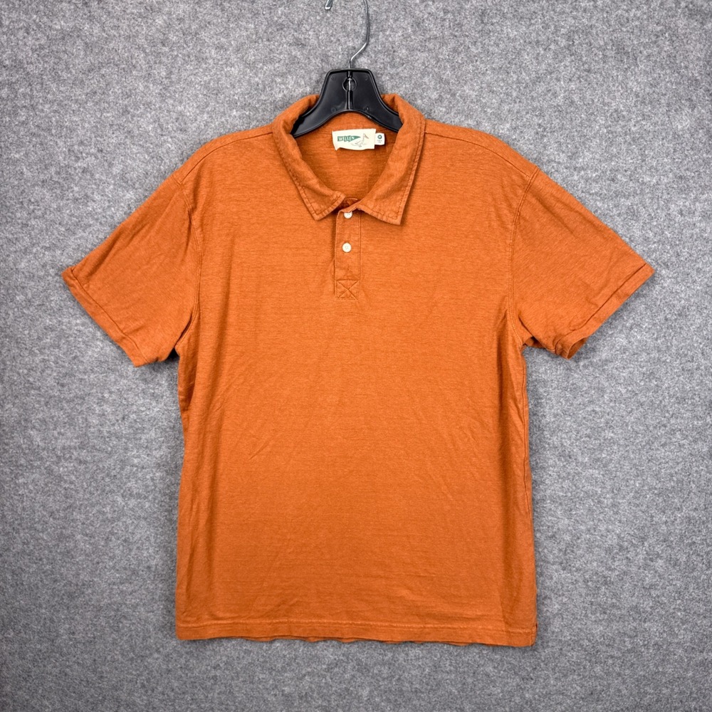 Wellen Mens Short Sleeve Hemp Organic Cotton Polo Shirt Burnt Orange Medium